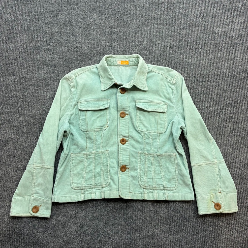 Y2K Tulle Plus Womens 2XL Green Corduroy Utility Jacket 4 Pocket Button Front